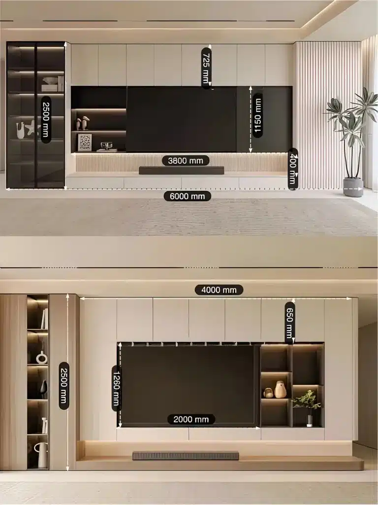 مراحل طراحی و اجرای تی وی وال کناف با نورپردازی مخفی